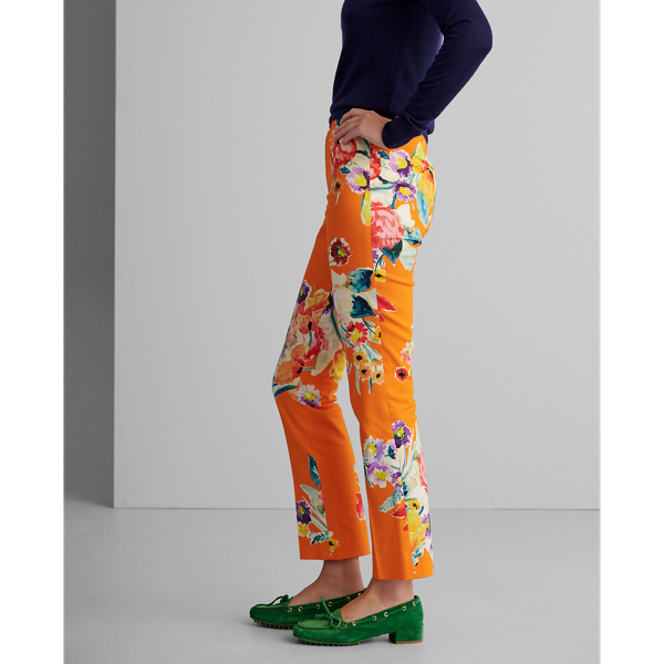 Bright Tangerine Multi Carlina Floral Cotton Trouser Ralph Lauren Collection 4