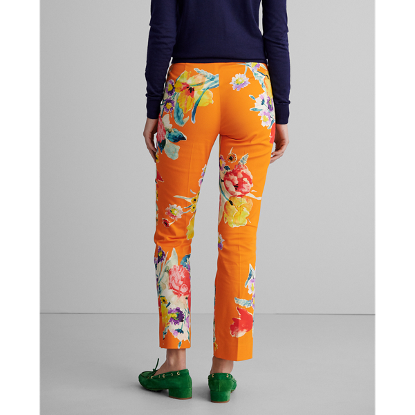 Bright Tangerine Multi Carlina Floral Cotton Trouser Ralph Lauren Collection 5