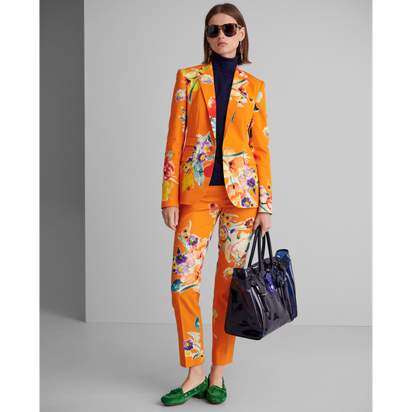 Bright Tangerine Multi Carlina Floral Cotton Trouser Ralph Lauren Collection 6