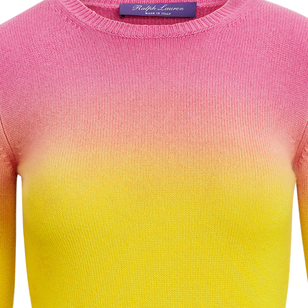 Pink/Yellow/Lime Dip-Dyed Cashmere Sweater Ralph Lauren Collection 5