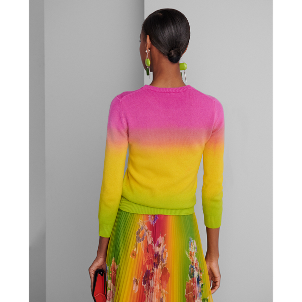Pink/Yellow/Lime Dip-Dyed Cashmere Sweater Ralph Lauren Collection 4