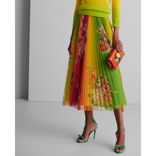 Ombre Multi Trivelas Floral Pleated Skirt Ralph Lauren Collection 3