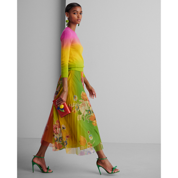 Ombre Multi Trivelas Floral Pleated Skirt Ralph Lauren Collection 5