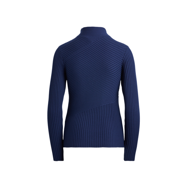 Lux Navy Ribbed Merino Mockneck Sweater Ralph Lauren Collection 2
