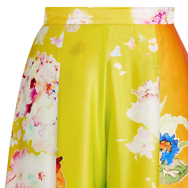 Pink/Yellow/Green Ombre Kyrah Floral Silk Palazzo Trouser Ralph Lauren Collection 6