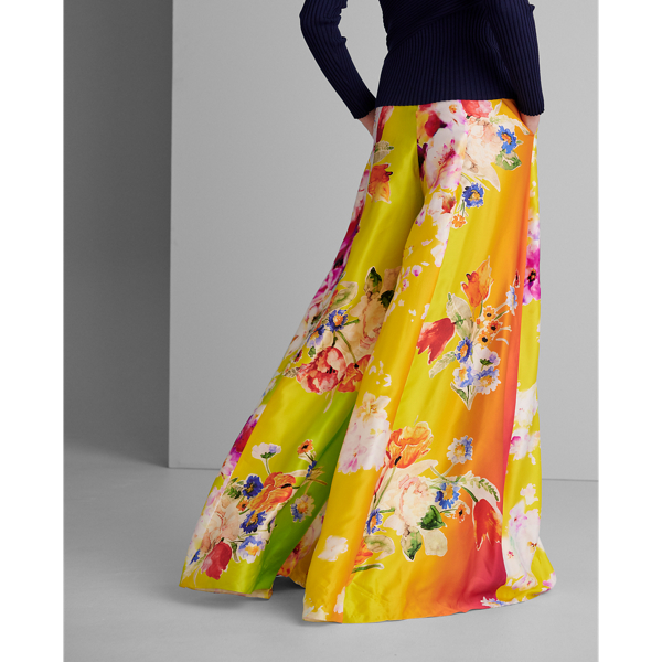 Pink/Yellow/Green Ombre Kyrah Floral Silk Palazzo Trouser Ralph Lauren Collection 5