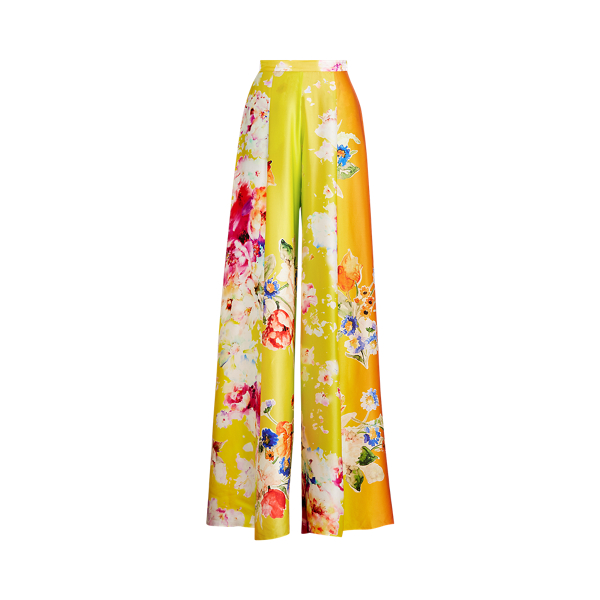 Pantalon palazzo Kyrah en soie fleurie Ralph Lauren Collection en 1