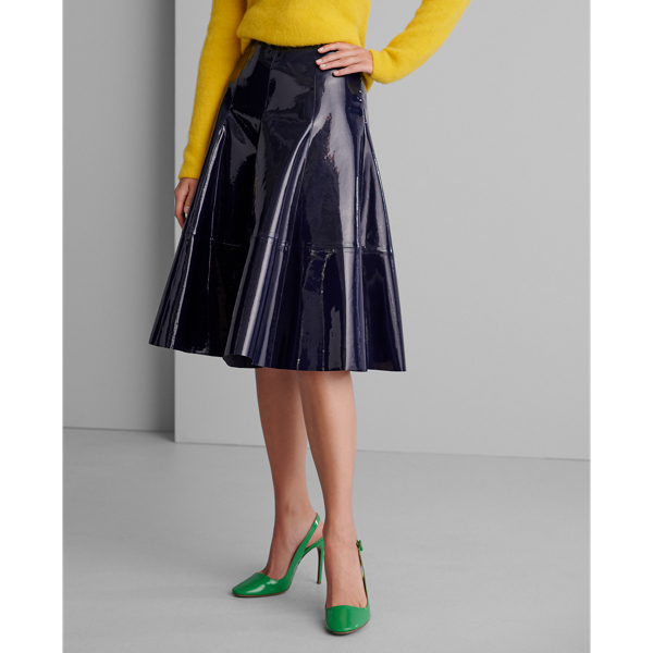 Lux Navy Clyde Patent Leather Skirt Ralph Lauren Collection 3