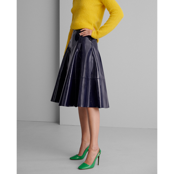 Lux Navy Clyde Patent Leather Skirt Ralph Lauren Collection 4