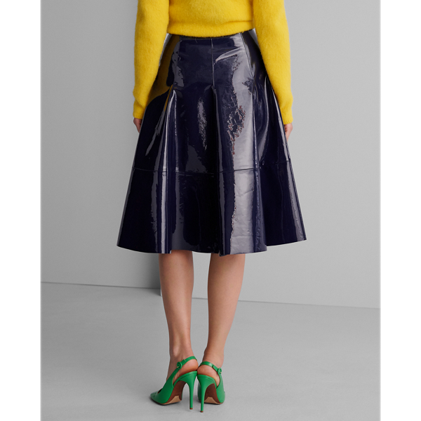 Lux Navy Clyde Patent Leather Skirt Ralph Lauren Collection 5