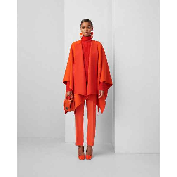Tangerine-tomato Kellin Virgin Wool Poncho Ralph Lauren Collection 3