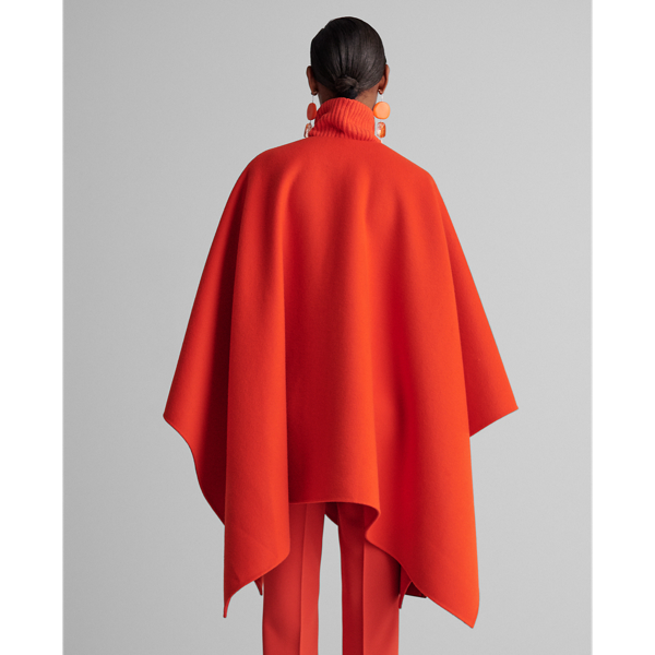 Tangerine-tomato Kellin Virgin Wool Poncho Ralph Lauren Collection 4