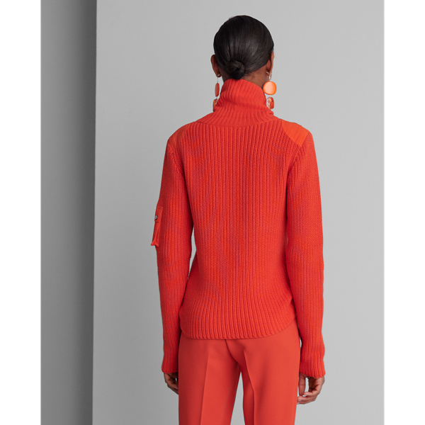 Bright Orange Ribbed Cashmere Turtleneck Ralph Lauren Collection 5