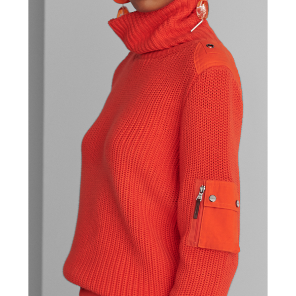 Bright Orange Ribbed Cashmere Turtleneck Ralph Lauren Collection 6
