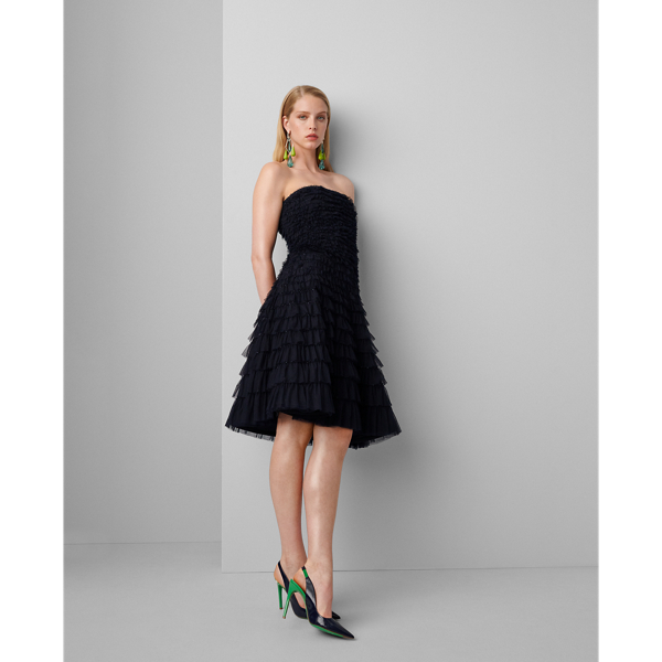 Deep Navy Jordynn Sequined Tulle Dress Ralph Lauren Collection 4