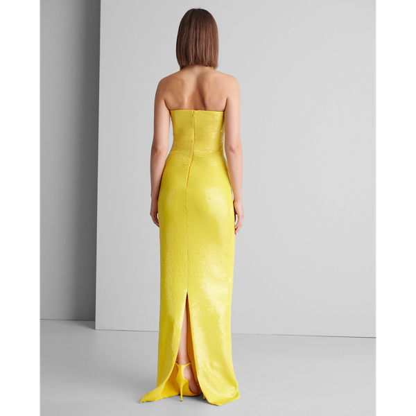 Yellow Landis Sequined Evening Gown Ralph Lauren Collection 3