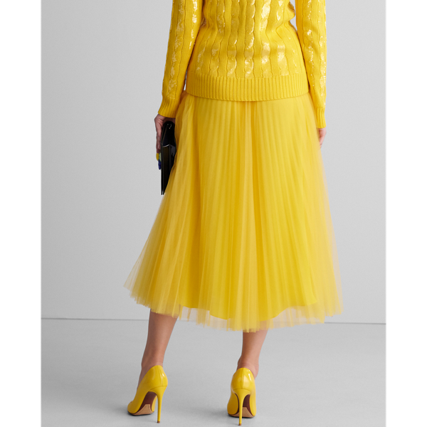 Yellow Sequined Silk Crewneck Jumper Ralph Lauren Collection 4