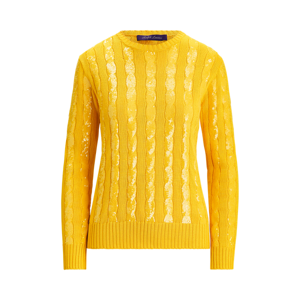 Pull col rond en soie &agrave; paillettes Ralph Lauren Collection en 1