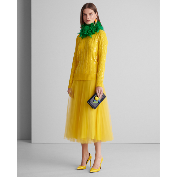 Yellow Trivelas Pleated Tulle Skirt Ralph Lauren Collection 3