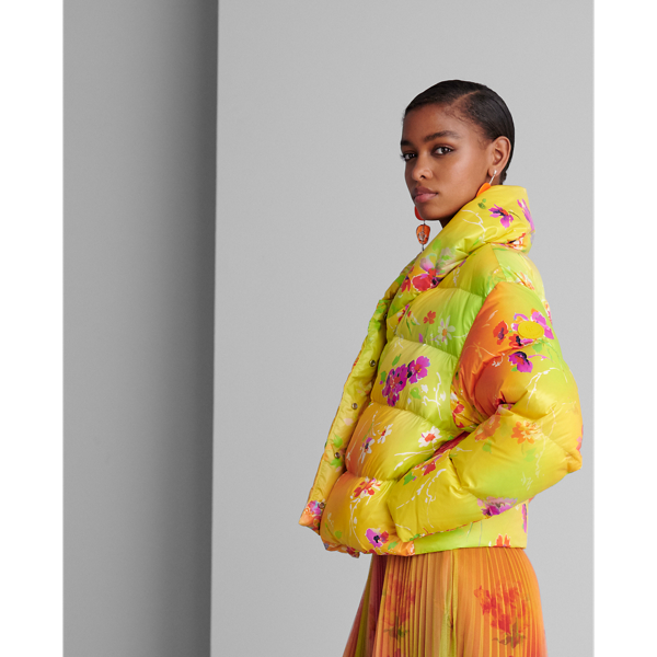 Yellow Multi Dakota Floral-Print Down Coat Ralph Lauren Collection 4
