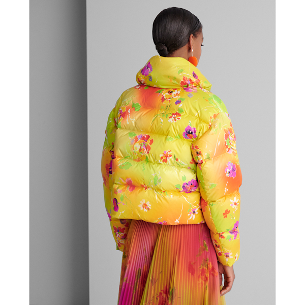 Yellow Multi Dakota Floral-Print Down Coat Ralph Lauren Collection 5