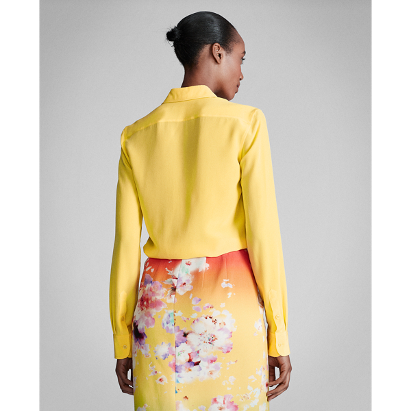 Canary Yellow Hailey Silk Shirt Ralph Lauren Collection 4