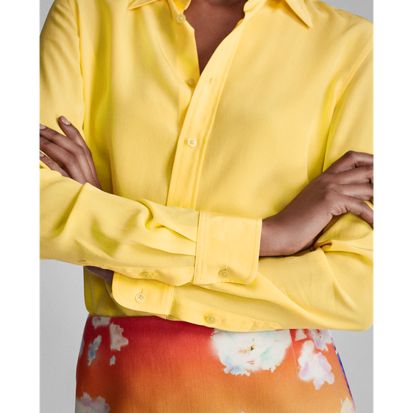 Canary Yellow Hailey Silk Shirt Ralph Lauren Collection 5