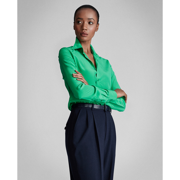 Spearmint Hailey Silk Shirt Ralph Lauren Collection 4