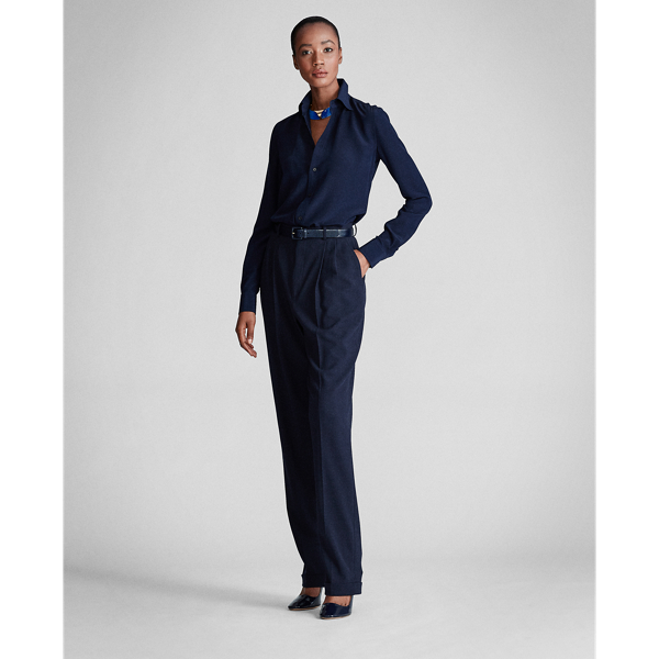 Lux Navy Hailey Silk Shirt Ralph Lauren Collection 3
