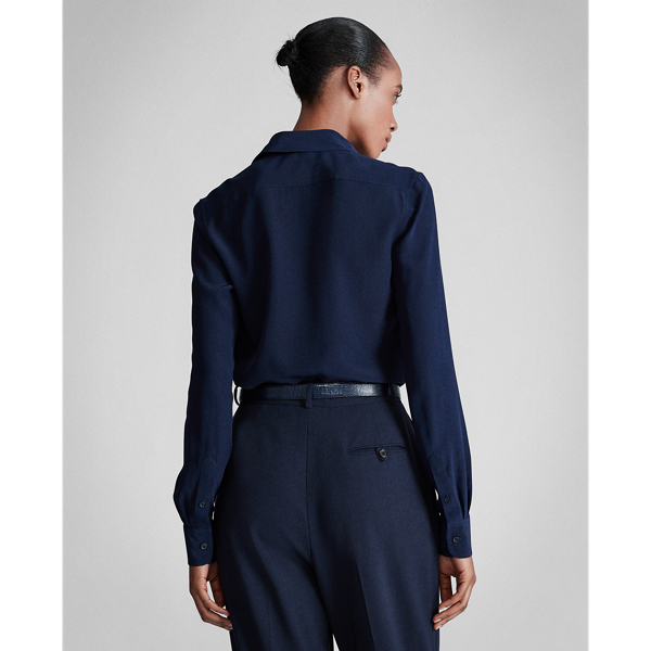 Lux Navy Hailey Silk Shirt Ralph Lauren Collection 4