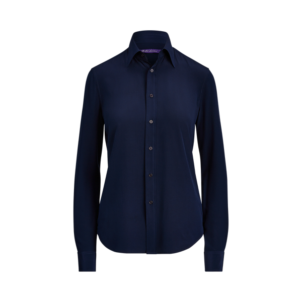 Lux Navy Hailey Silk Shirt Ralph Lauren Collection 2