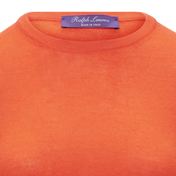 Bright Orange Cashmere Crewneck Sweater Ralph Lauren Collection 6