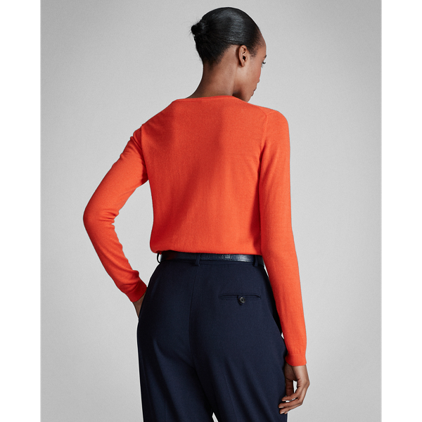 Bright Orange Cashmere Crewneck Sweater Ralph Lauren Collection 4