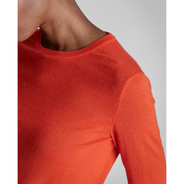 Bright Orange Cashmere Crewneck Sweater Ralph Lauren Collection 5