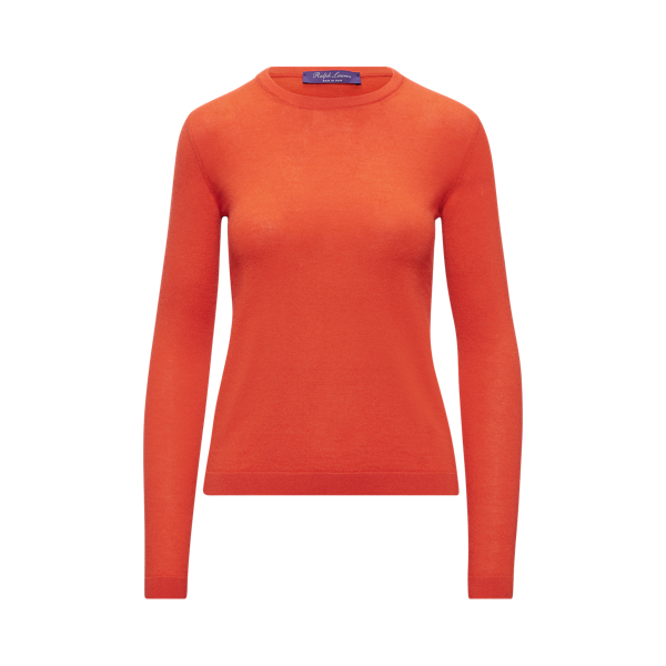 Bright Orange Cashmere Crewneck Sweater Ralph Lauren Collection 2