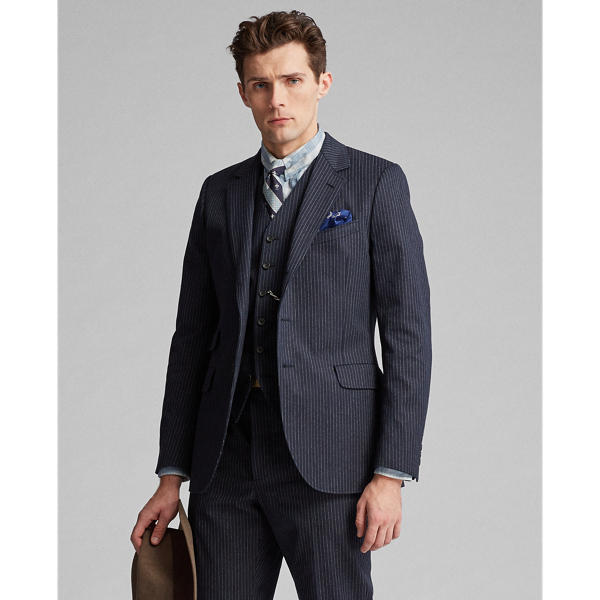 Indigo Herringbone Pinstripe Suit Jacket RRL 3
