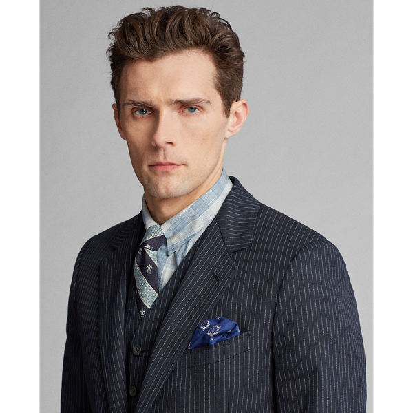 Indigo Herringbone Pinstripe Suit Jacket RRL 5