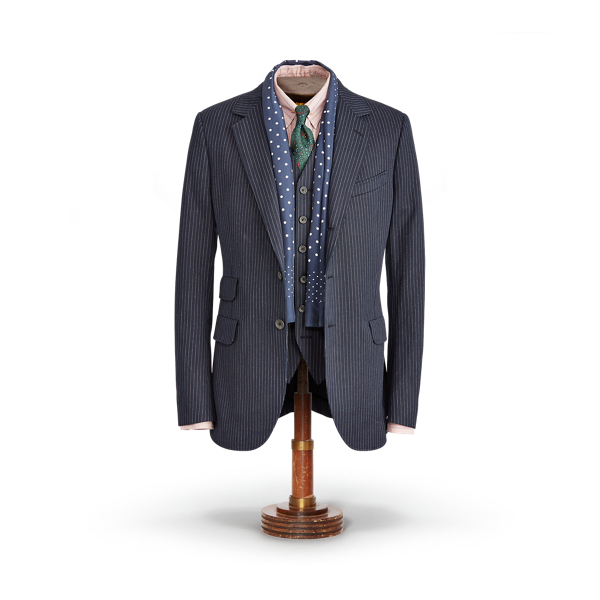 Indigo Herringbone Pinstripe Suit Jacket RRL 2