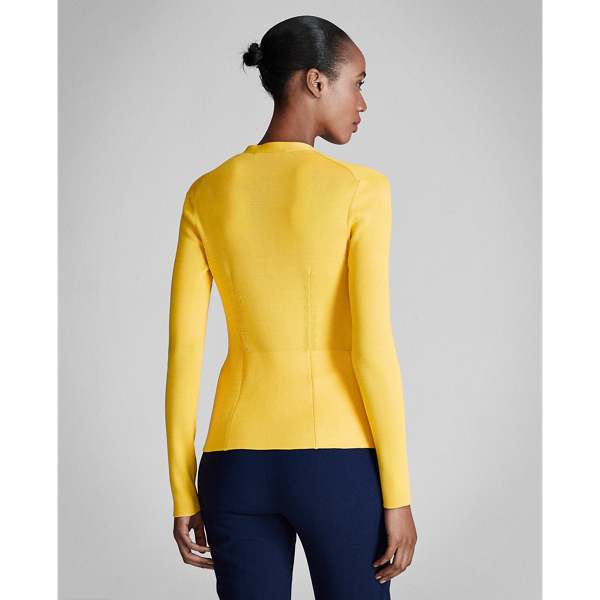Yellow Silk Peplum Cardigan Ralph Lauren Collection 4