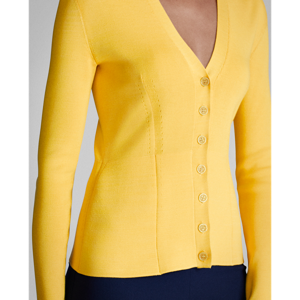 Yellow Silk Peplum Cardigan Ralph Lauren Collection 5