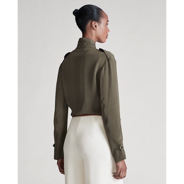 Olive Ansley Silk Marocain Shirt Ralph Lauren Collection 4