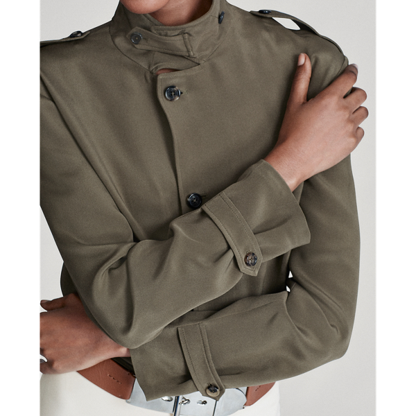 Olive Ansley Silk Marocain Shirt Ralph Lauren Collection 5