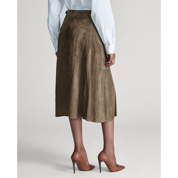 Olive Demi Lamb-Suede Wrap Skirt Ralph Lauren Collection 4