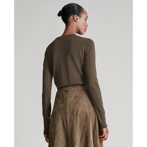 Olive Cashmere Crewneck Sweater Ralph Lauren Collection 4