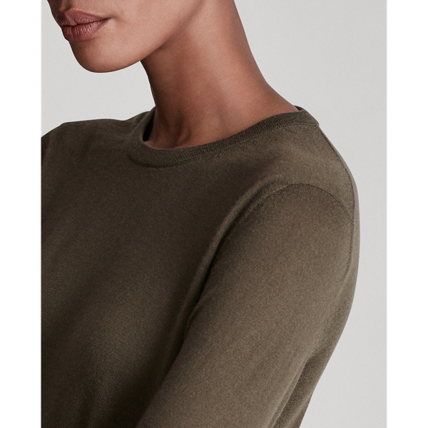 Olive Cashmere Crewneck Sweater Ralph Lauren Collection 5
