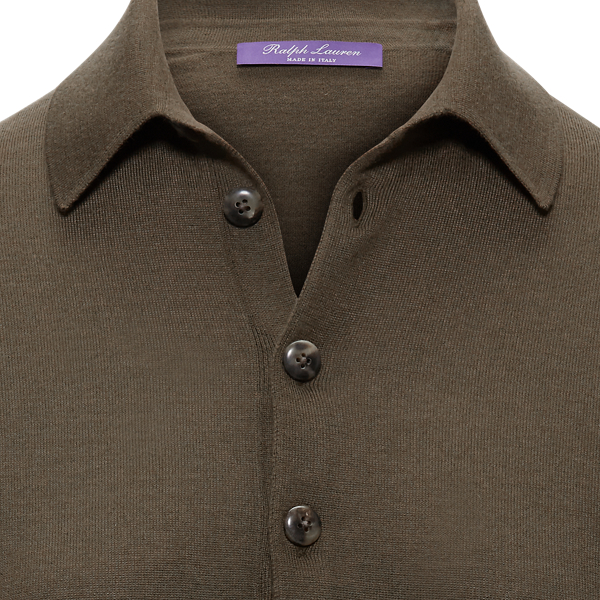 Olive Cashmere Polo Shirt Ralph Lauren Collection 6