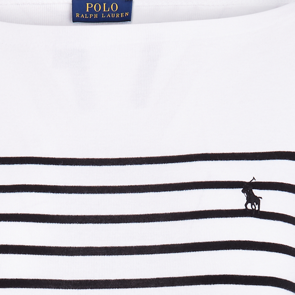 Striped Cotton Boatneck Shirt Polo Ralph Lauren in 103 White/ Polo Black 5