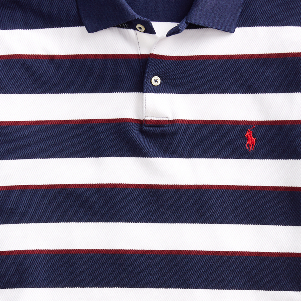 White Multi Custom Slim Fit Mesh Polo Shirt Polo Ralph Lauren 3