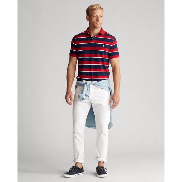 Ralph Red Multi Custom Slim Fit Mesh Polo Polo Ralph Lauren 3
