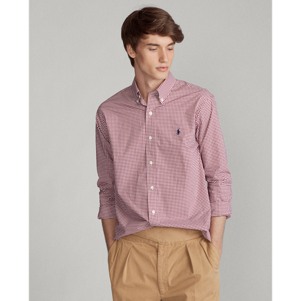 Burgundy/White Classic Fit Poplin Shirt Polo Ralph Lauren 4